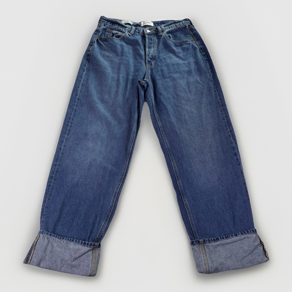 Vintage Universal Thread Baggy Jeans Womens 8 Blue Denim Mid Rise Cuffed Hem 90s